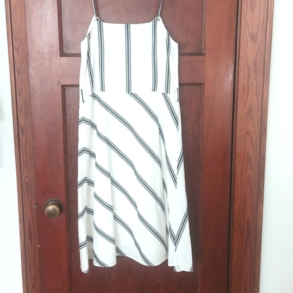*HP* Rag+Bone White/Navy Striped A-Line Dress - Picture 4 of 7